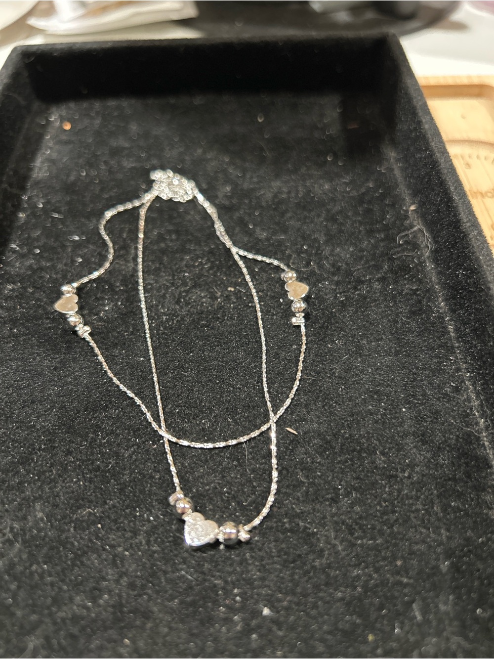 Silver color bracelet/anklet with heart charm
